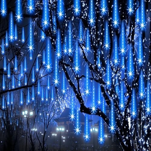 ZPQBEYE Christmas Lights Outdoor, Snow Falling Rain Cascading Icicle Lights