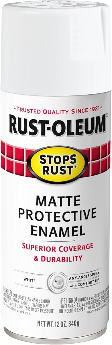 Rust-Oleum 401642 Stops Rust Spray Paint, 12 oz, Matte White