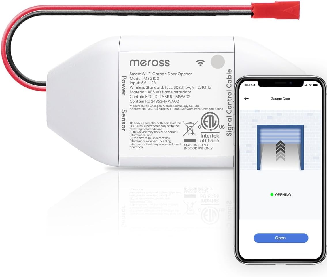 meross Smart WiFi Garage Door Opener Remote, App Control, Works with Alexa, Google Assistant and SmartThings, No Hub Needed(Non HomeKit Versions)