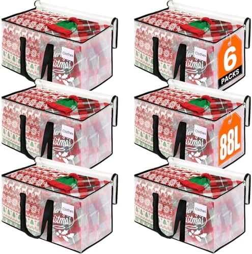 RoomHacks Moving Bags, Heavy Duty Large Storage Bags, 88L, 6 Pack, Clear