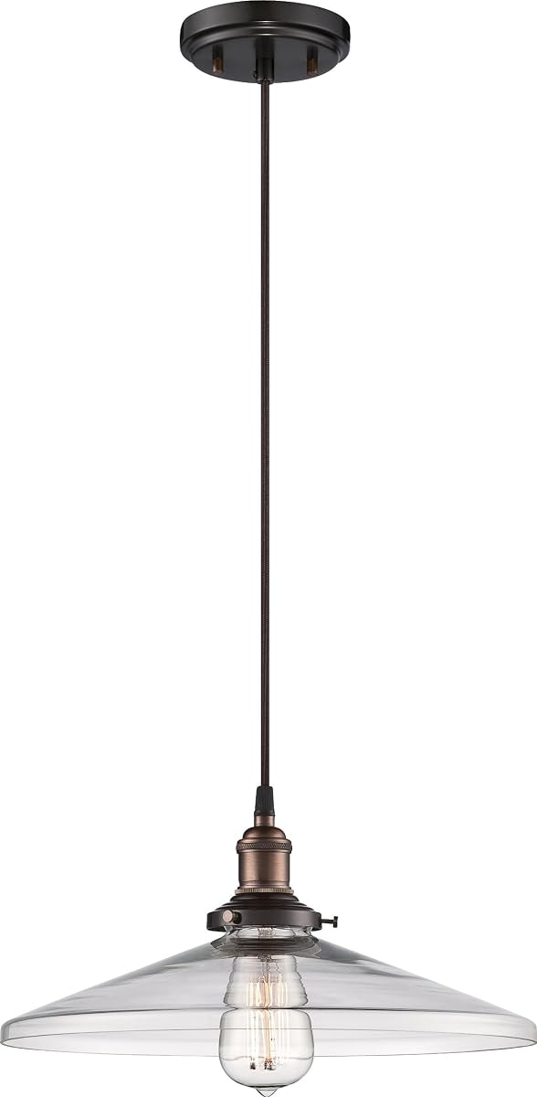 Nuvo Lighting 60/5508 Vintage Incandescent One Light Pendant Angled Clear Glass Rustic Bronze