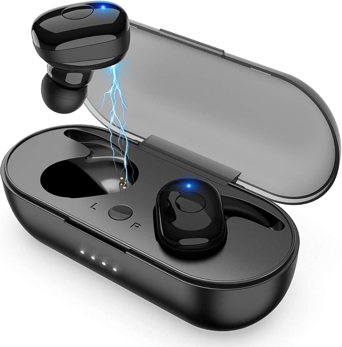 Qisebin Wireless Earbuds True Wireless Earbuds Bluetooth Headphones with Microphone - Extra Bass, 36H Playtime for Workout (Charging Case Included) - Black