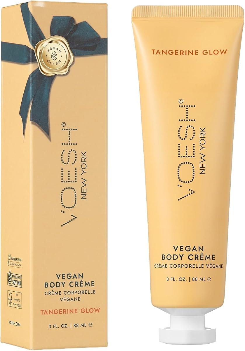 VOESH Vegan Body Creme - Skin Moisturing Cream, K-Beauty Korean Skincare, Tangerine Glow - 3oz