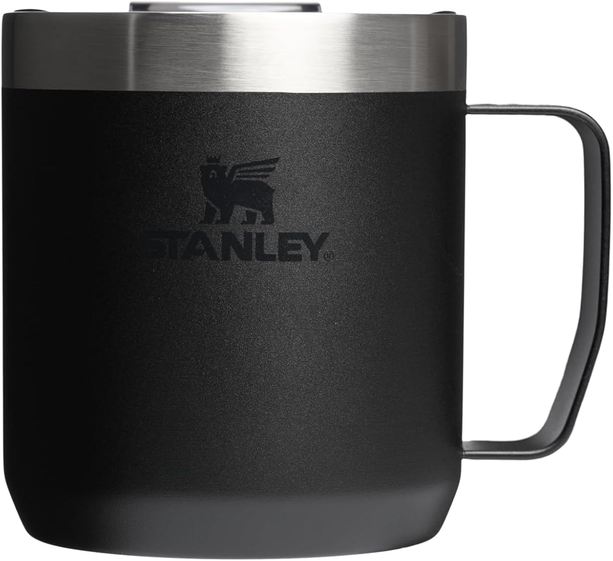 STANLEY Everyday Camp Mug 12oz | Drink Through Lid | Cup for Coffee, Tea and Drinks | Insulated Stainless Steel Coffee Mug | BPA-Free | Black 2.0