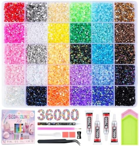 SOANNY 36000Pcs Resin Jelly Rhinestones for Bedazzling, 30 Colors Gems