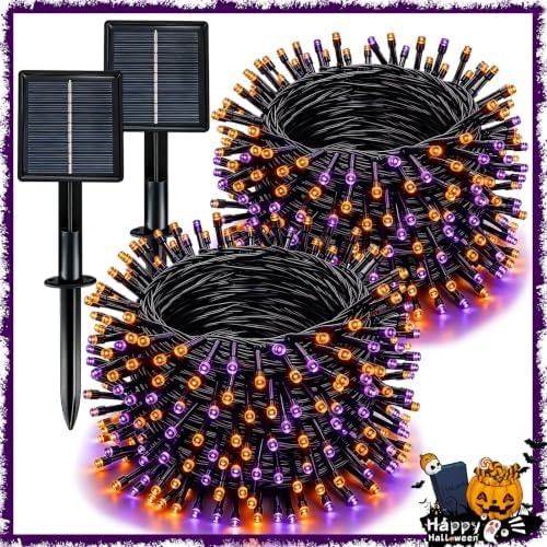 Slyuexu Solar String Lights Outdoor Waterproof 2 Pack Total 66ft 200LED