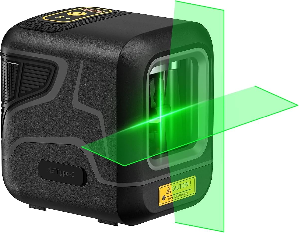 Fanttik D2 Pocket Green Laser Level, 100 ft Self-Leveling Cross Line Laser, Type-C Rechargeable, Rotatable 360 Degree, Pulse Mode, Magnetic Bracket, Carrying Pouch, for Picture Hanging and Home DIY