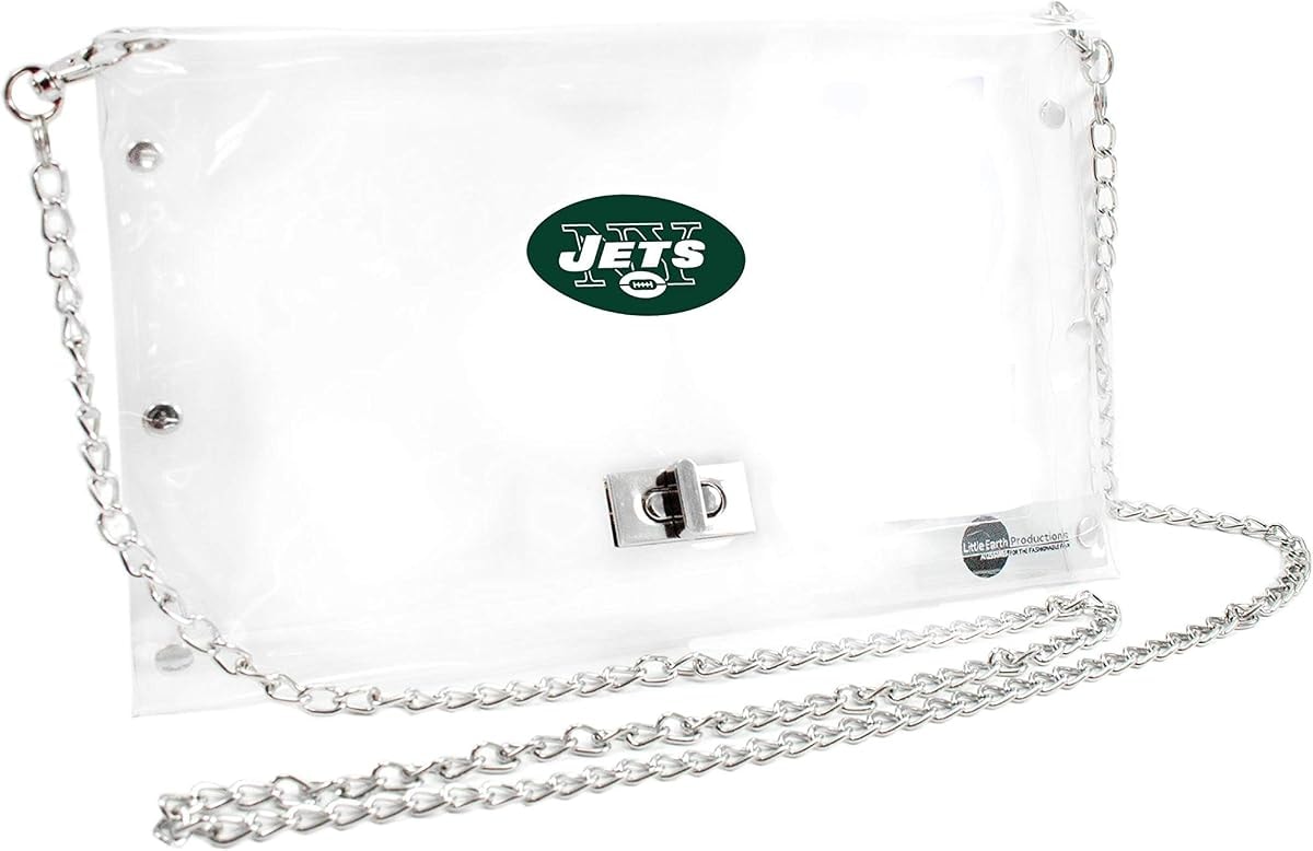 Littlearth New York Jets NFL Clear Envelope Purse with Black Fashion Strap