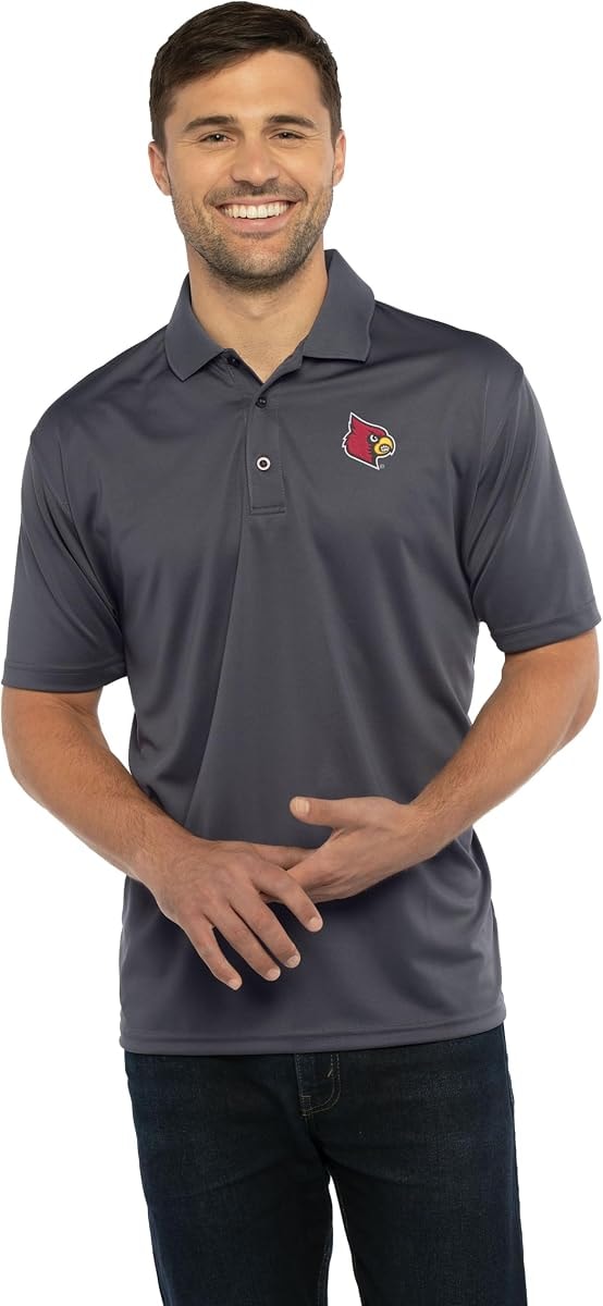 Vantage Apparel Men's Collegiate Premium Moisture Wicking Team Color Icon Polo, Louisville Cardinals, 4X-Large