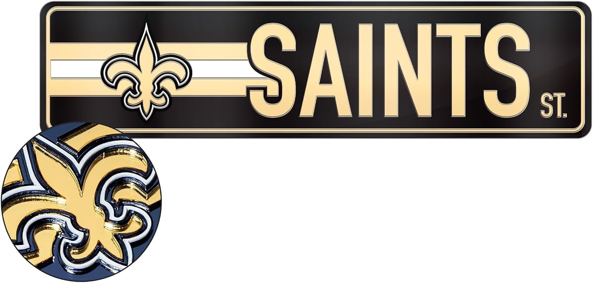 Rico Industries NFL Football New Orleans Saints Standard Laser Cut Acrylic Street Sign 3.5” X 14.25” Home Decor - Bedroom - Office - Man Cave
