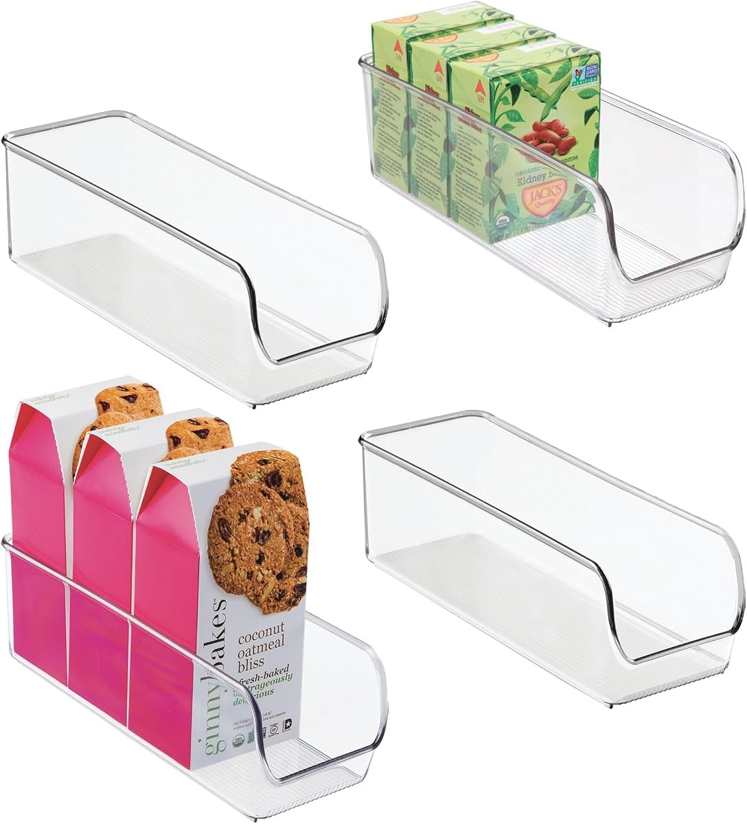 iDesign Narrow Pantry Bin for Kitchen or Cabinet Storage - Set of 4 - Clear