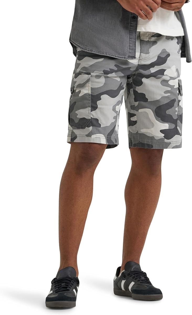 Lee Men's Extreme Motion Crossroad Cargo Short, Static Gray Camo, 30