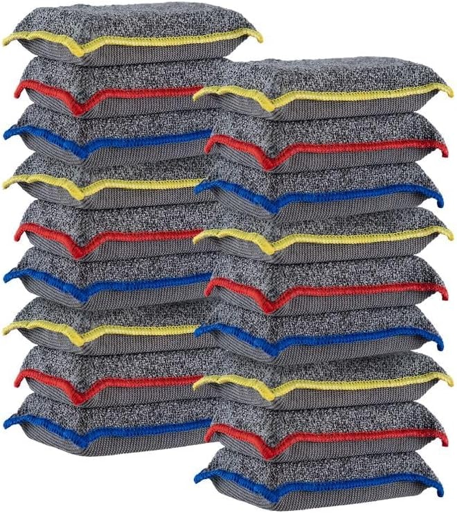 Superio 18-Pack Miracle Microfiber Scrubbing Sponge, Extra Scrubbing Power Kitchen Sponge, Sink, Pot, Pan and Dish Washing, Super Absorbent and Rapid Drying, Multi-Grey