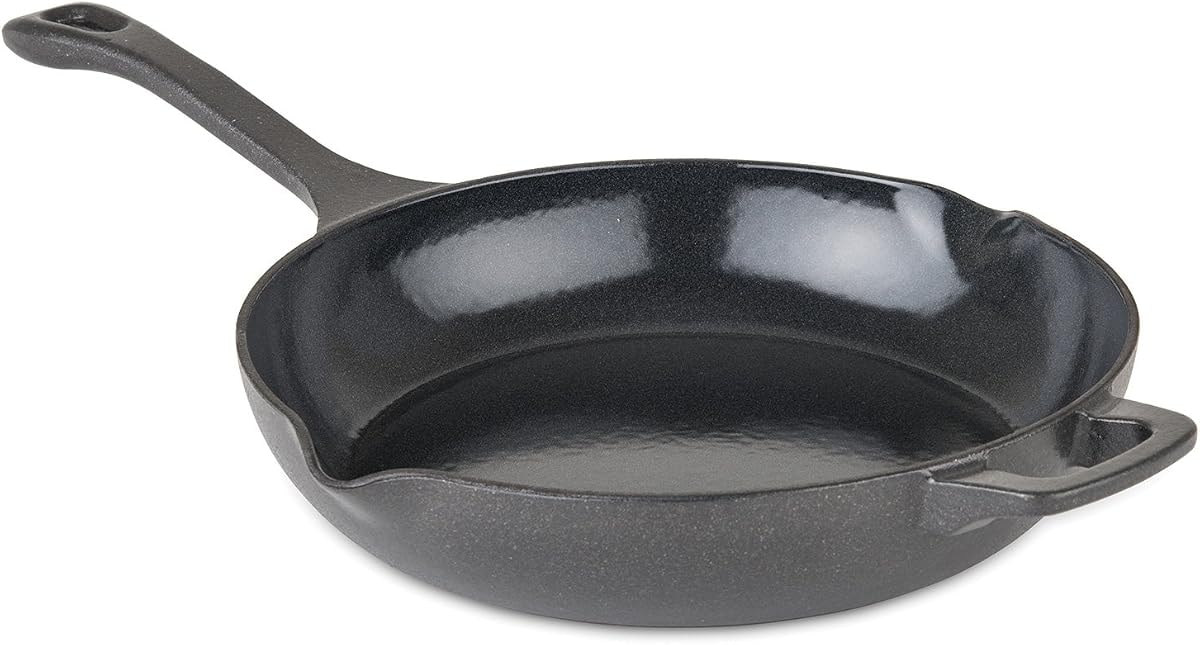 Viking Chef Pan, 10.5 Inch Cast Iron Saute and Frying Pan, Oven Safe, Induction Ready, Black