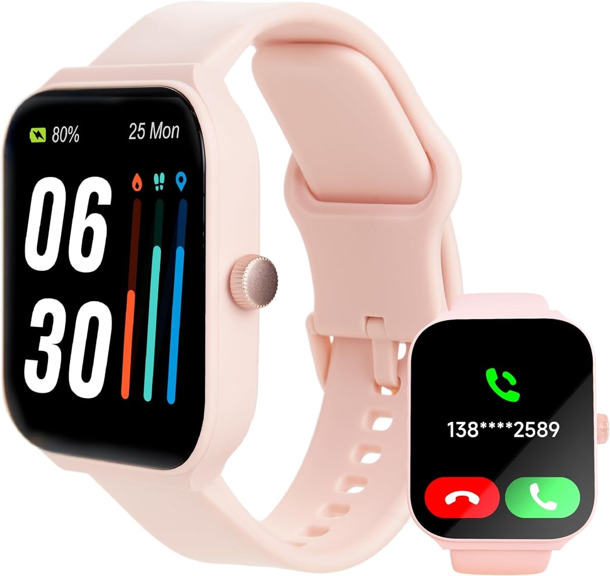 SLIDE Smart Fitness Watch for Men & Women (Pink) Bluetooth 5.3 (Make/Answer Calls), Alexa-Enabled, Large 1.95” HD Screen, IP68 Waterproof, 100 Workout Modes, Heart Rate, Sleep, SpO2 & Stress Monitors