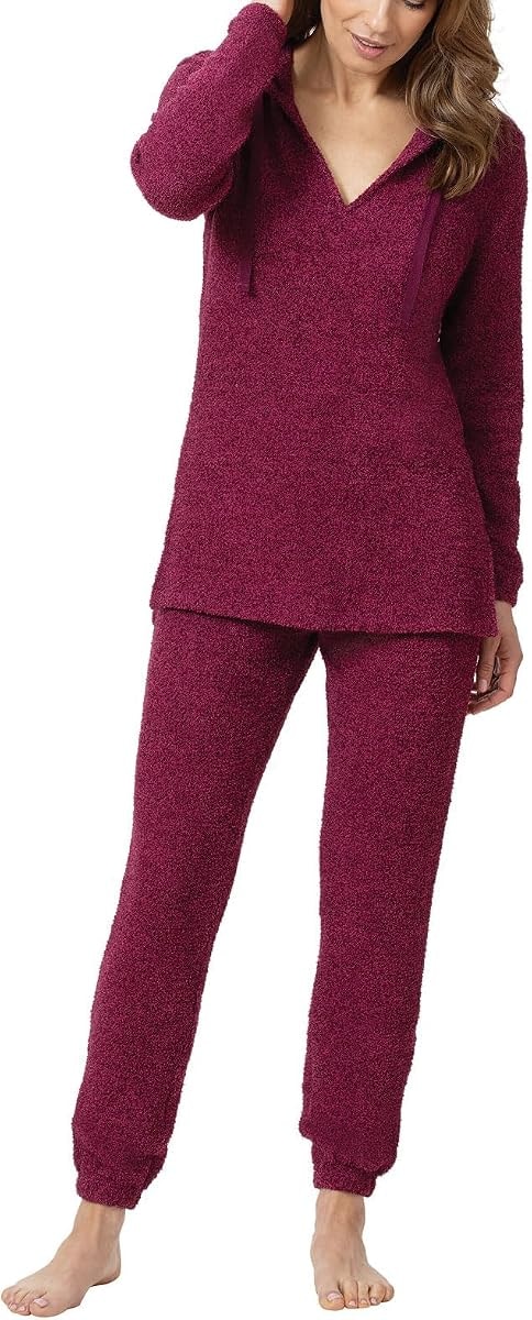 PajamaGram Lounge Wear Sets Women - Pink 2 Piece Set For Women, Deep Fuchsia, LG