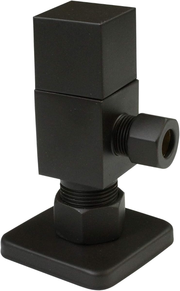 Westbrass D105QS-12 Square Handle 1/4-Turn Angle Stop 1/2" Copper x 3/8" Compression, Oil Rubbed Bronze