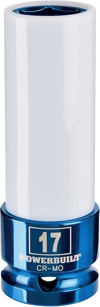Powerbuilt 1/2 Inch Drive 17mm Impact Lug Nut Socket, Non-marring and Thin Wall Lug Nut Socket, Protects Lug Nuts from Damage - 941039