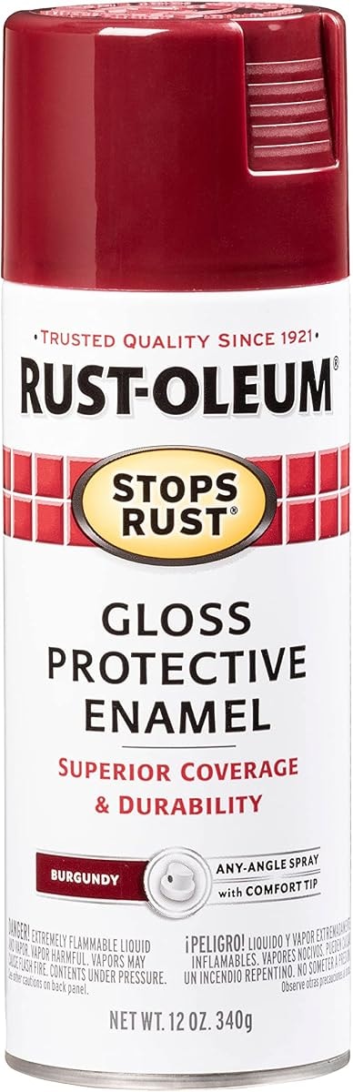 Rust-Oleum 2150340 Stops Rust Spray Paint, 12 oz, Gloss Burgundy