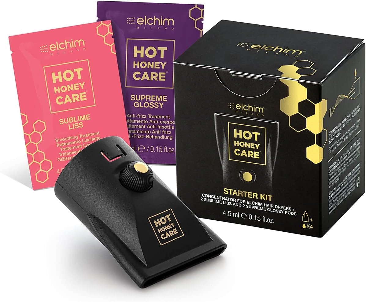 Elchim - Hot Honey Care Starter Kit – 3-in-1 Hair Treatment, Drying, and Styling System with Cosmetic Concentrator
