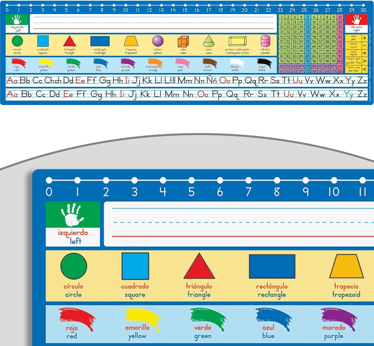 Spanish/English 120 Grid with Number Line Self-Adhesive Vinyl Desktop Helpers™ - 24 Helpers
