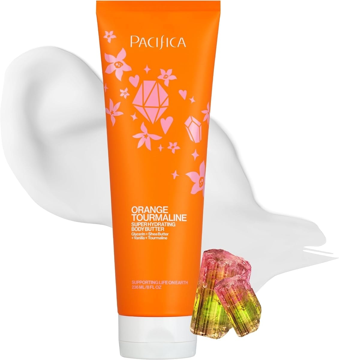 Pacifica Orange Tourmaline Body Butter – Super Hydrating Moisturizer for Dry Skin, Ultra-Rich Cream with Shea Butter & Vitamin E, Clean Beauty, Vegan, Cruelty-Free, Citrus Scent, 6 oz