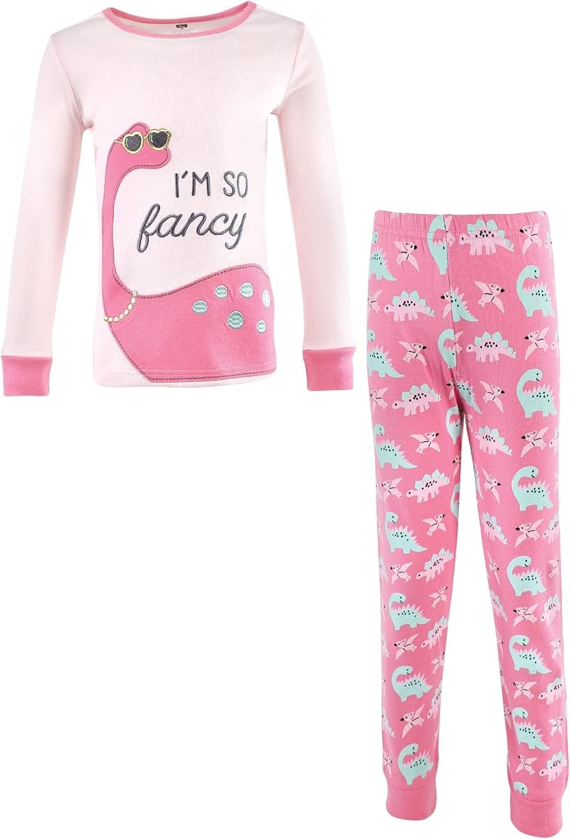 Hudson Baby Unisex Baby and Toddler Cotton Pajama Set, Girl Dino, 2 Toddler