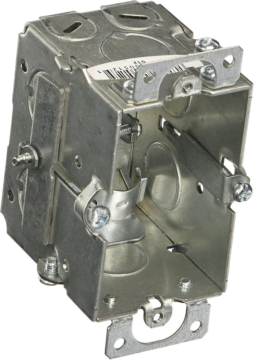 Hubbell Raco 3 in. x 2 in. Switch Box, Gangable, 2-1/2 in. Deep, One 1/2 in. KO & NMSC Clamps, Plaster Ears, Old Work, Gray (512)