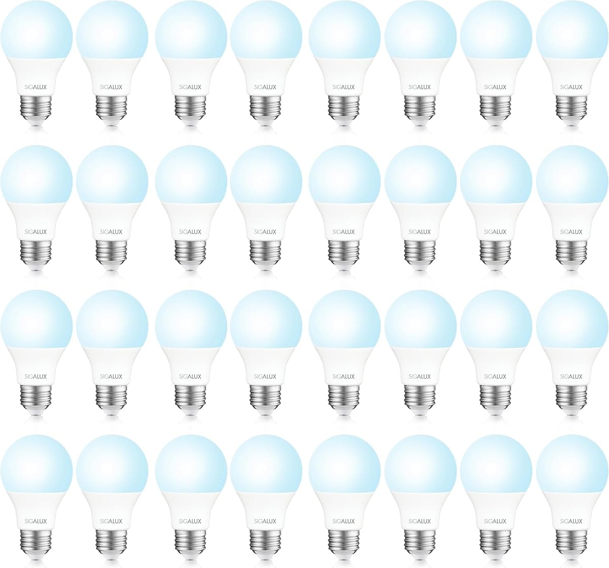 Sigalux A19 LED Light Bulb 60W Equivalent, E26 Medium Base 5000K Daylight 800LM, Non-Dimmable LED 9.5 Watt Standard Light Bulbs, UL Listed, 32 Pack