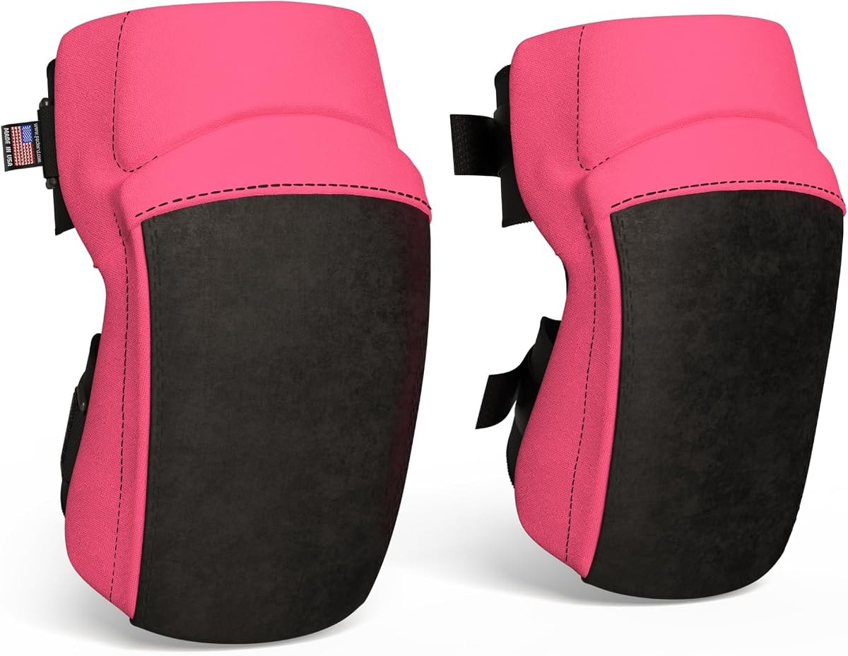 Paclord PRO Flooring Style Knee Pads for Women with 3 Levels of Protection, Pink, 1 Pair - Flat Napa Suede Leather & Multi Adjustable Fasteners - All Day Comfort, Made in USA