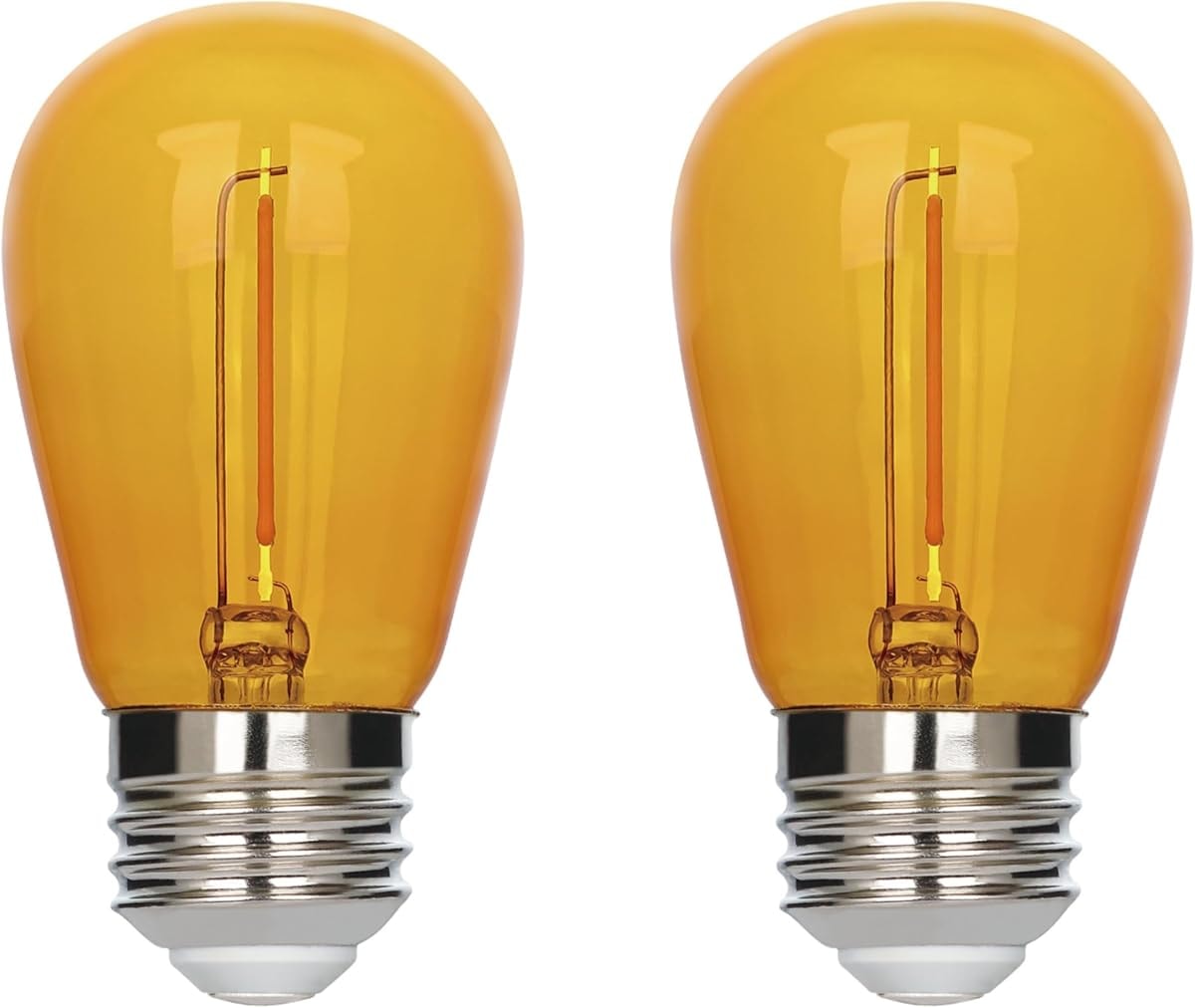 Westinghouse 2 Watt (40 Watt Equivalent) S14 Omni Filament Yellow LED Light Bulb Medium (E26) Base, (2)