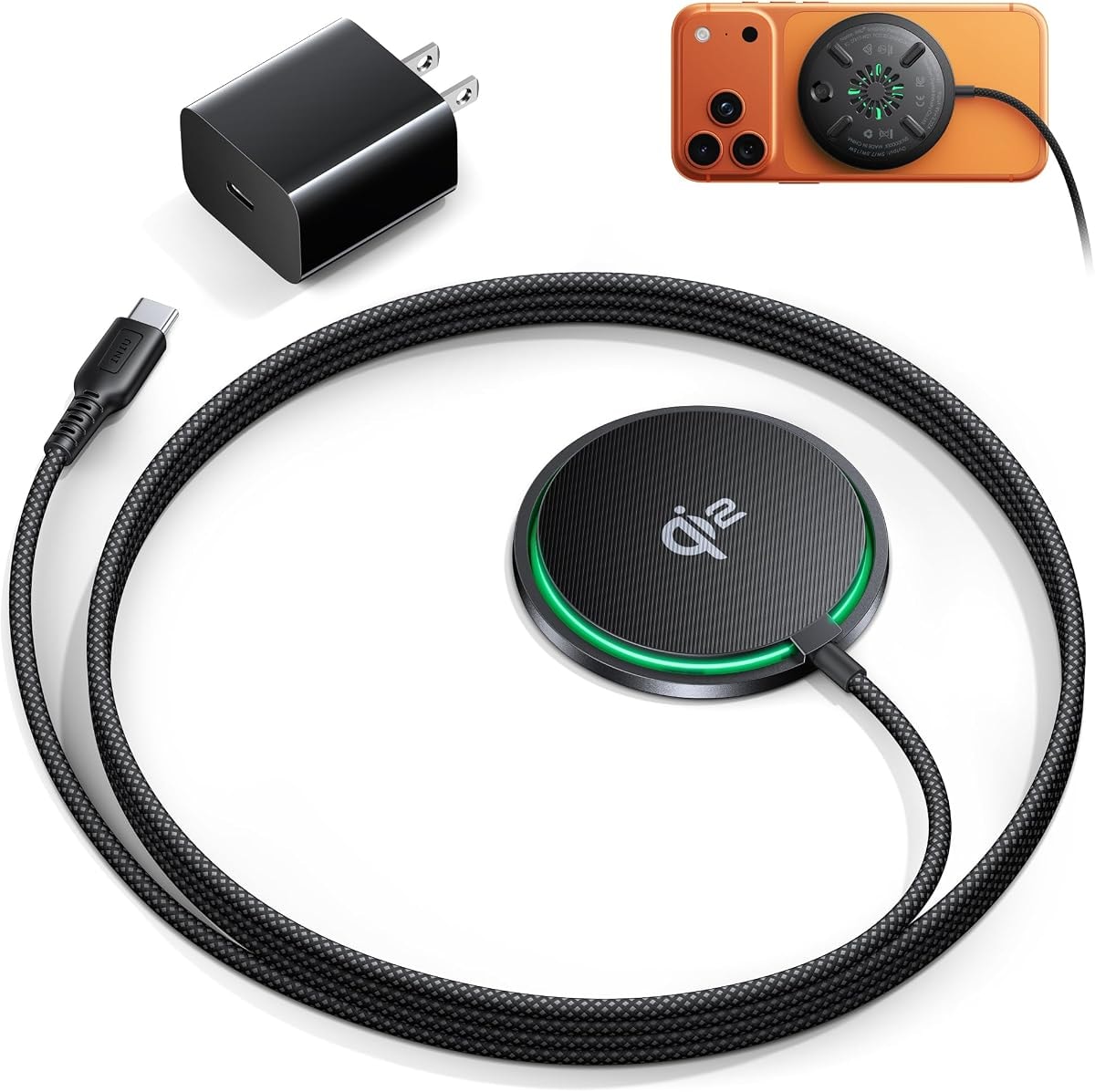 INIU Magnetic Wireless Charger, Original Qi2 Certified 15W Fast MagSafe-Compatible Wireless Charging Pad, Cooling Fan Travel Charger with Samrt Phone Protection for iPhone 17-12 & AirPods 4-2, Gamers