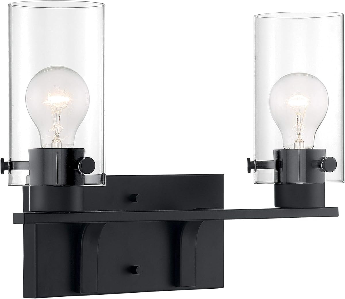 Nuvo 60/7272 Sommerset 2-Light Vanity Fixture with Clear Glass - Matte Black Finish