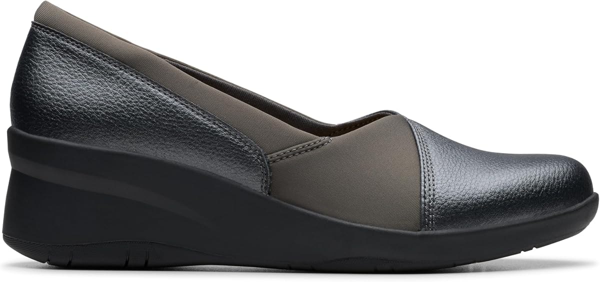 Clarks Collection Women's Suttyn Walk Loafer Flat, Dark Pewter Metallic Leather, 11 Medium US