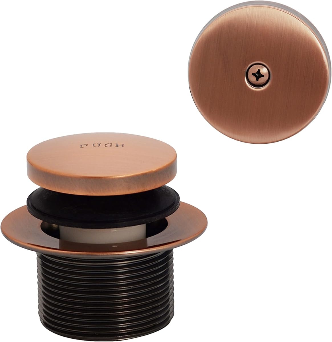 Westbrass A93-11 1-1/2" Tip-Toe Bathtub Drain Plug Trim Set with One-Hole Overflow Faceplate, Antique Copper