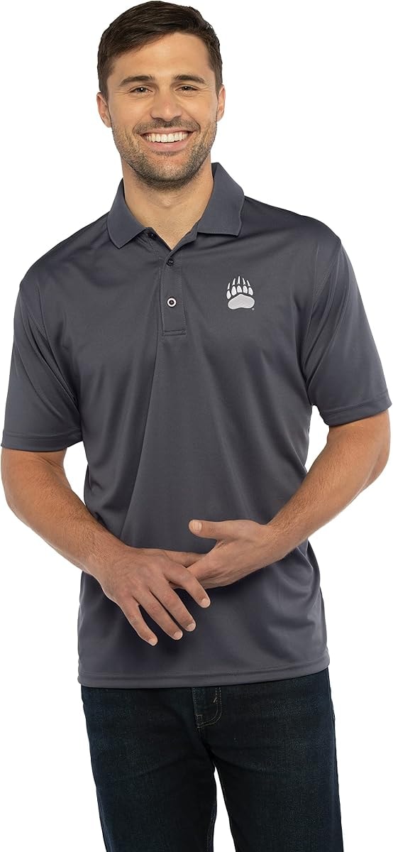 Men's Collegiate Premium Moisture Wicking Dark Gray Icon Polo, Montana Grizzlies, XX-Large