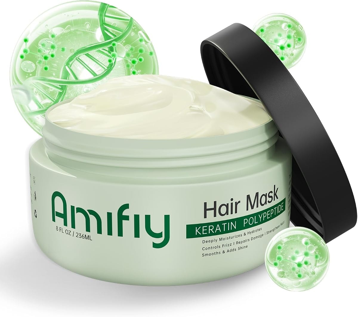 Amifiy Keratin Hair Mask, Multi-care Deep Conditioning Hair Mask for Dry Damaged Hair, Anti-Frizz, Intensive Hydrating & Repairing Deep Conditioner for Strong, Smooth and Silky Hair, 8 Fl Oz