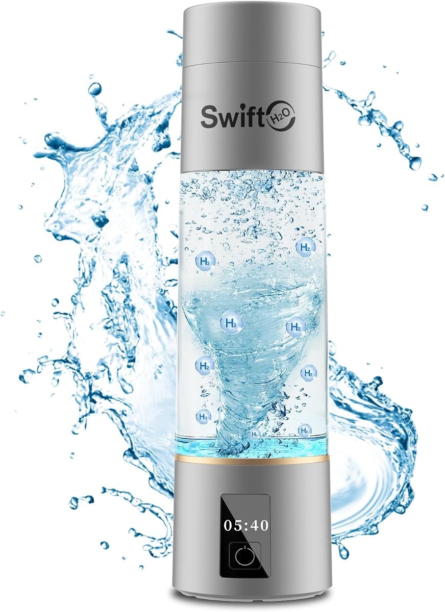 SwiftH2O Hydrogen Water Bottle Generator 2024, PEM/SPE Electrolysis Hydrogen Water Technology, 4000+ PPB, LED Display, Hydrogen Water Ionizer Machine, Hydro Generator, Gifts for Men and Women