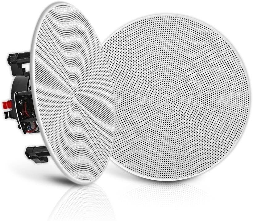 Pyle Pair 5.25” Flush Mount In-wall In-ceiling 2-Way Speaker System Spring Loaded Quick Connections Changeable Round/Square Grill Stereo Sound Polypropylene Cone Polymer Tweeter 150 Watts (PDIC1656)