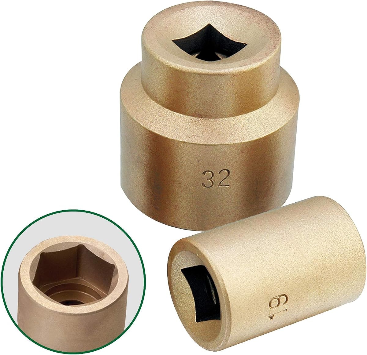 CS Unitec | Non-Sparking & Non Magnetic Aluminum Bronze Socket | 6 Point Socket 1/4 in, 3/8 in Drive