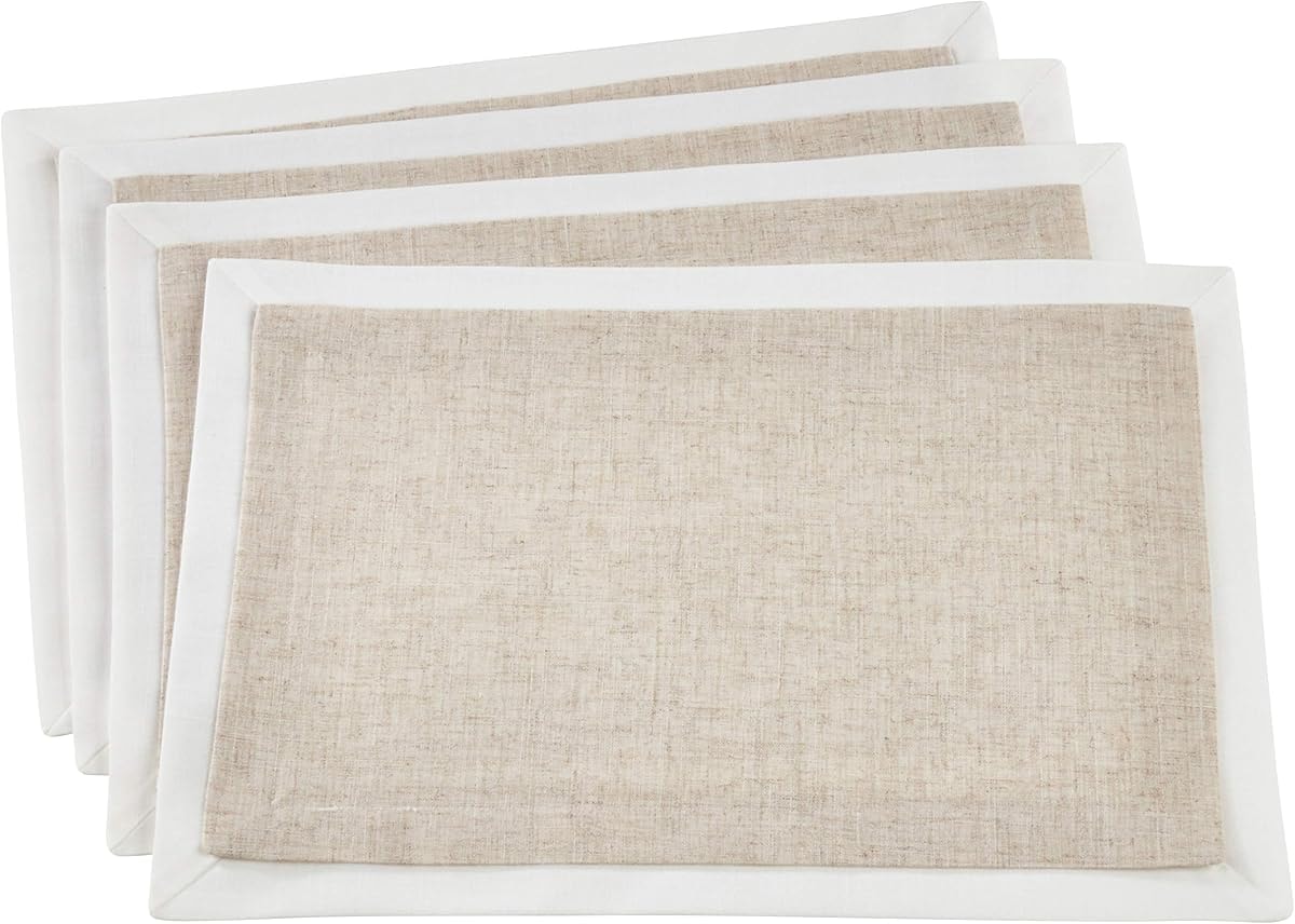 SARO LIFESTYLE 1982.N1319B Moldura Collection Double Layer Table Mats (Set of 4) 13" x 19" Natural