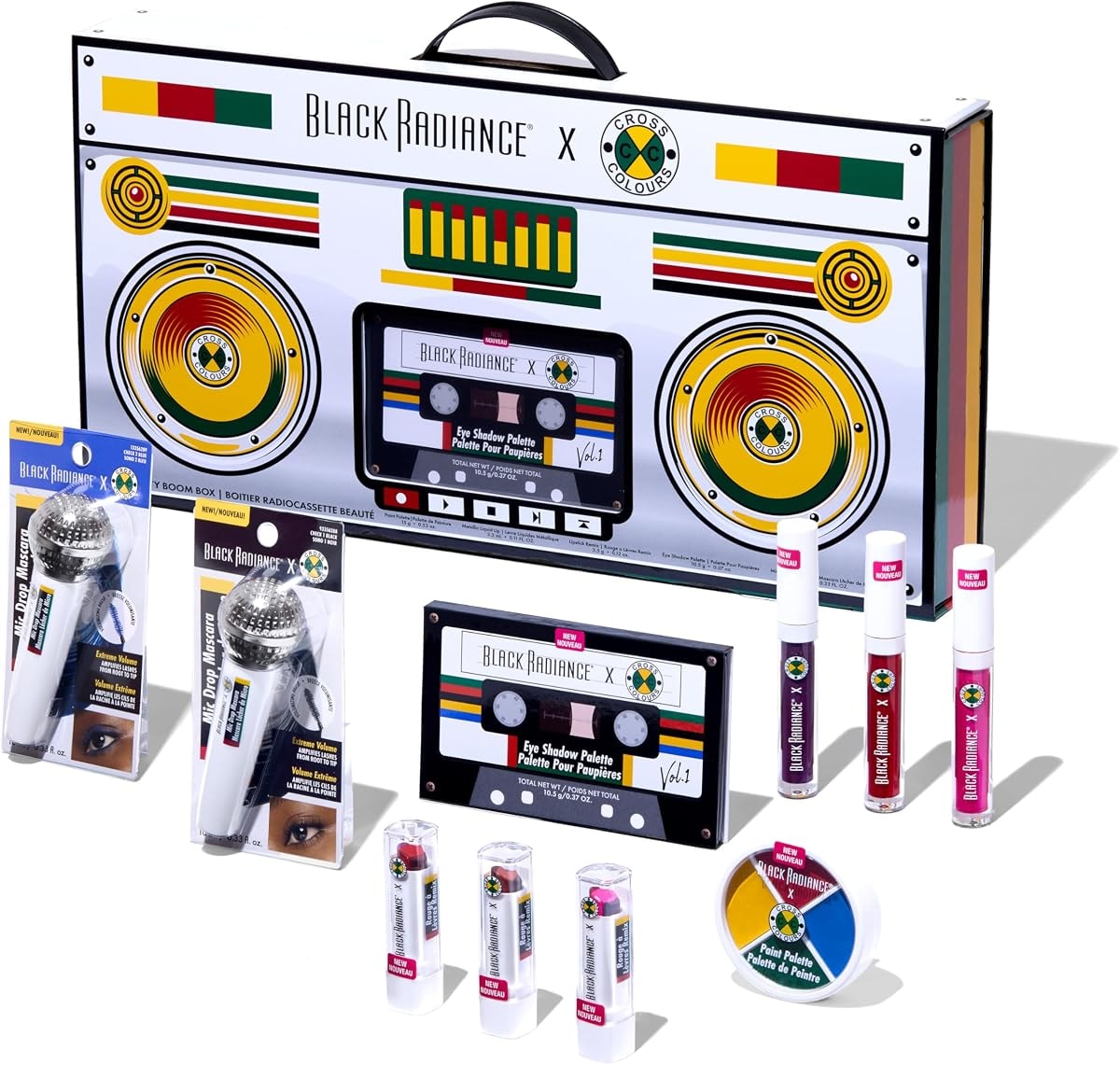 Black Radiance Cross Colours 10-Piece Makeup Set, Bold 90s-Inspired Collection with Vivid Eyeshadows, Lip Colors & Face Essentials, Buildable Coverage, Perfect for Gifting or Collecting