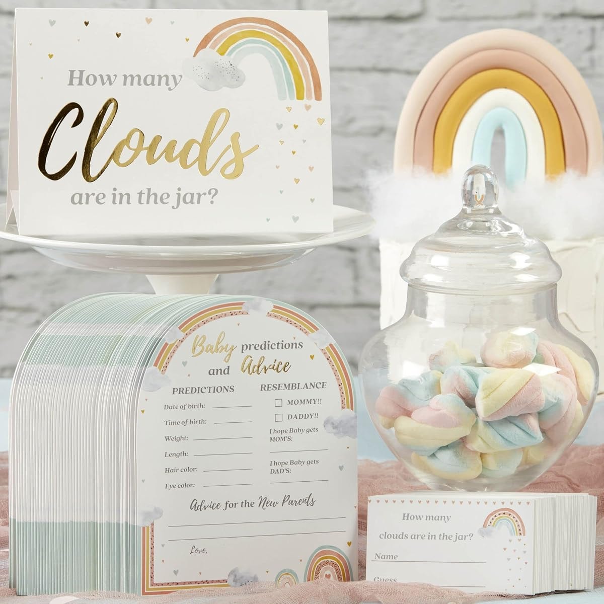 Kate Aspen Boho Rainbow Baby Advice Card & Baby Shower Game (Set of 50)