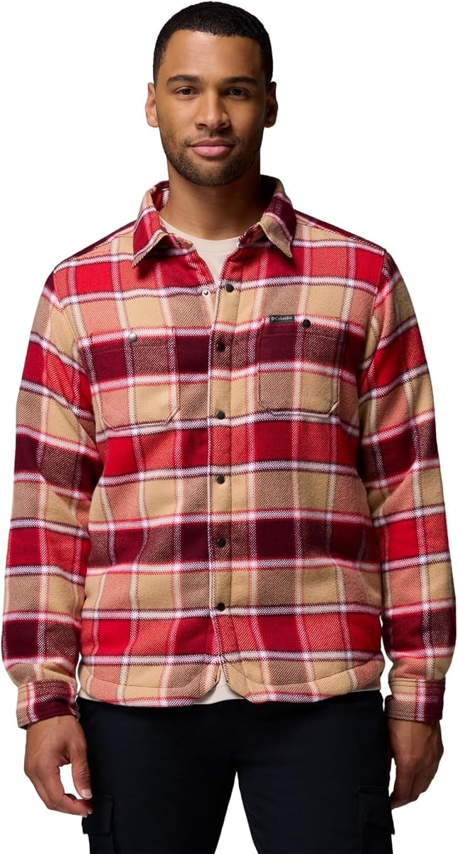 Columbia Mens Windward II Shirt Jacket, Rich Wine Trapper Windowpane, XX-Large