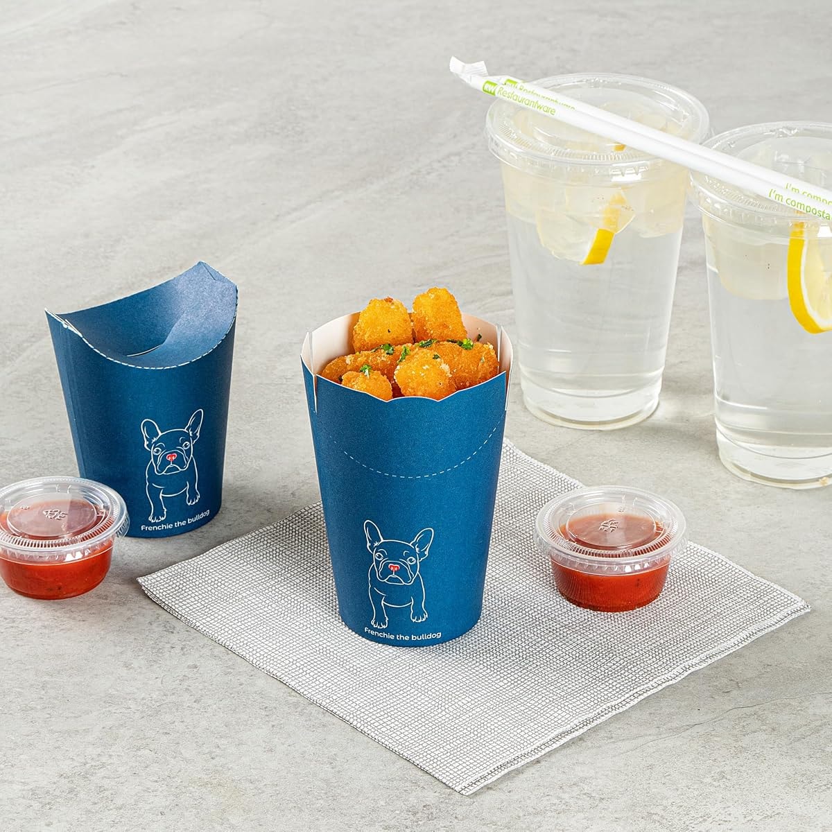 Restaurantware Paper Takeout Containers 100 Count 16 Ounce Grease-Resistant Snack Cups Portable Food Containers Sturdy Stackable Blue