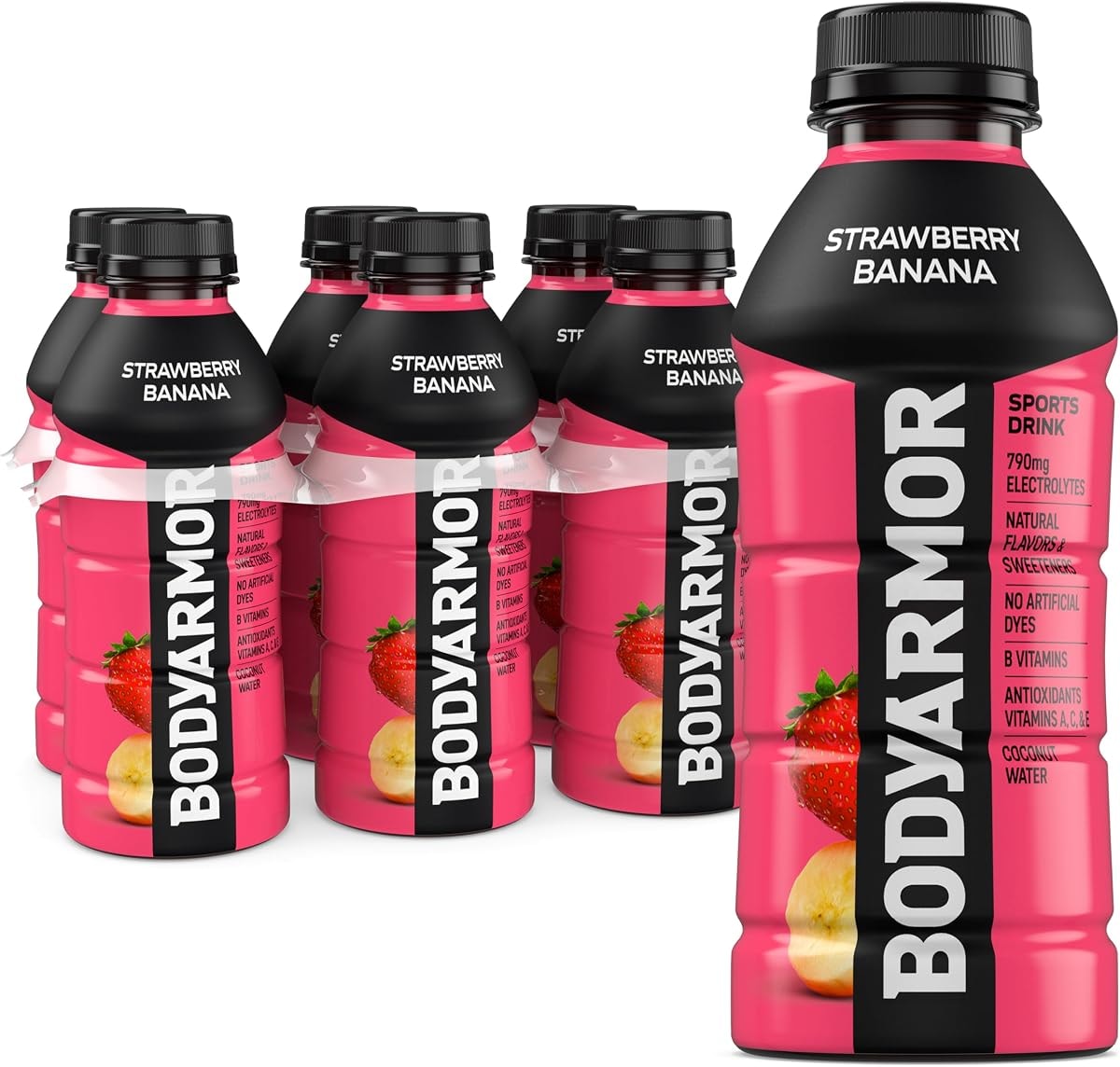 BODYARMOR Sports Drink, Strawberry Banana, Electrolyte Drink Hydration, 16 Fl Oz Bottles (6 Pack), Flavored Coconut Water with B Vitamins & Antioxidants