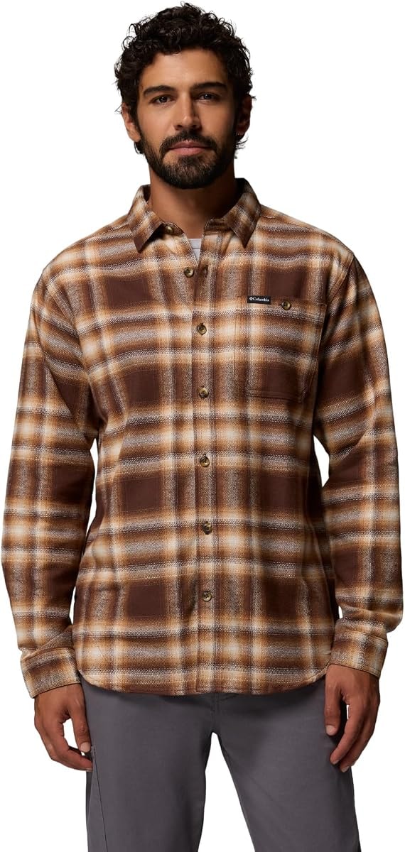 Columbia Mens Pitchstone Heavyweight Flannel II, Tobacco Twilight Ombre, X-Small