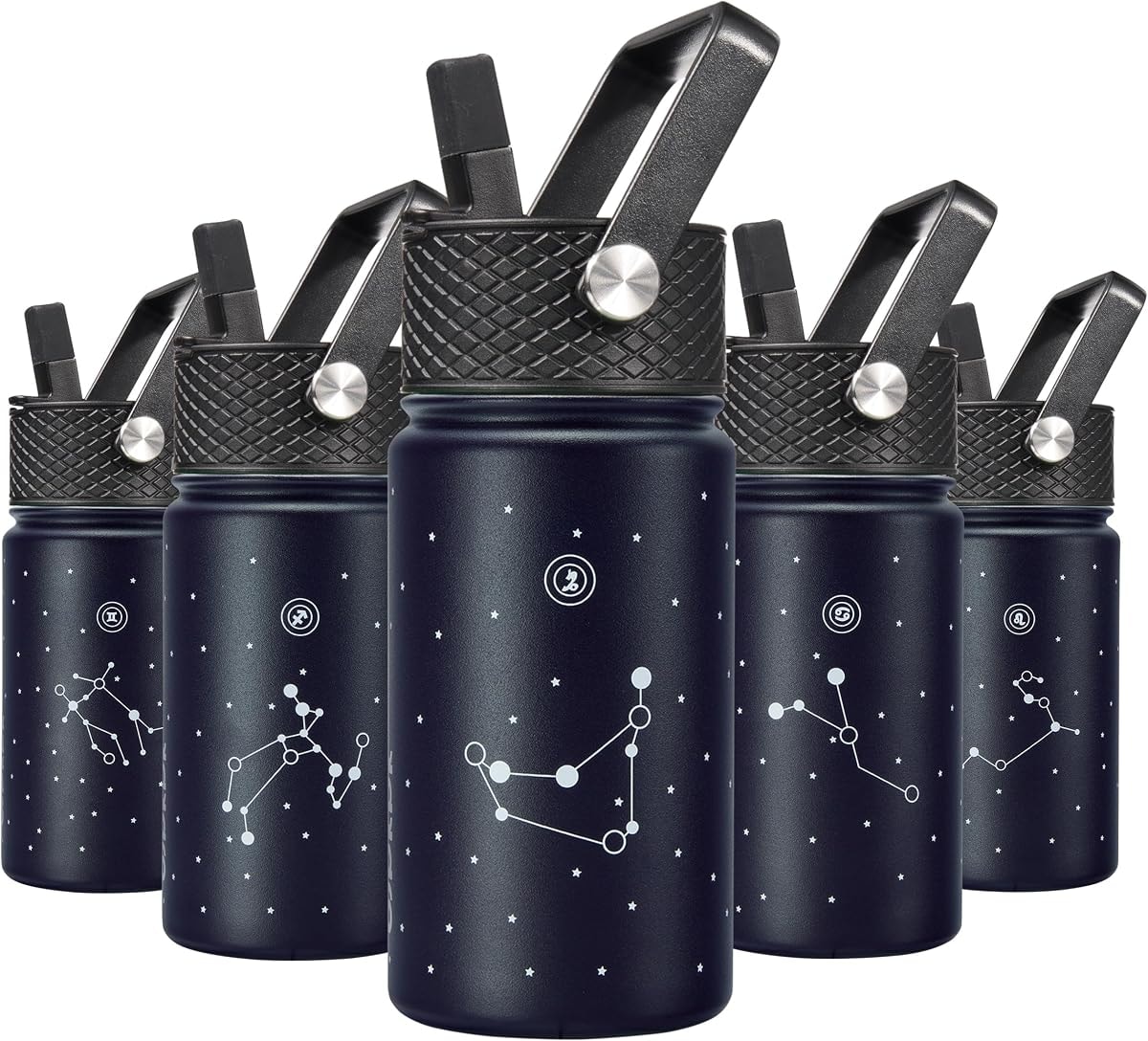 BJPKPK Water Bottle with Straw Lid, 15 oz Insulated Water Bottle, Stainless Steel Metal Water Bottles, Reusable Leak Proof BPA Free Thermo, Flask, Cups,Constellation-Capricornus