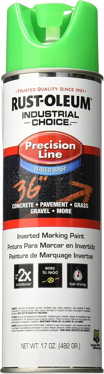 Rust-Oleum 203032 M1800 System Precision Line Inverted Marking Spray Paint, 17-Ounce, Fluorescent Green