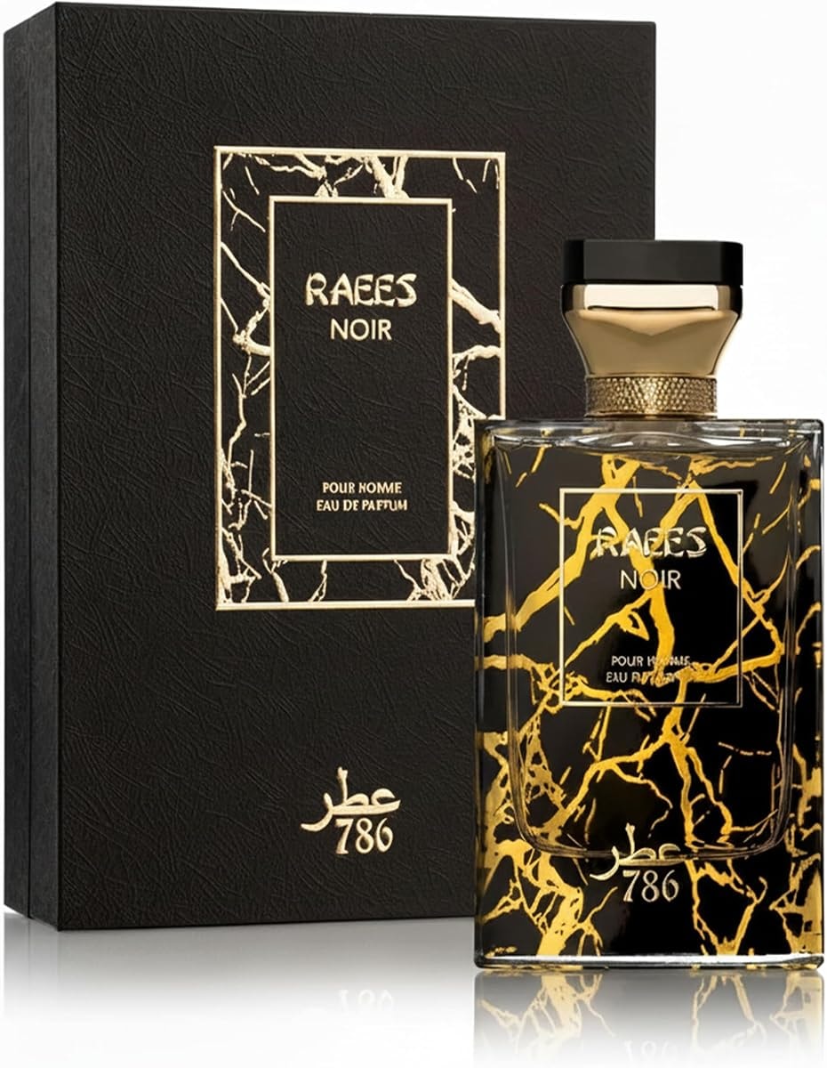 Jo Milano Raees Noir Eau De Parfum Spray | 3.4 oz (100ml) | Warm Spicy, Patchouli, Saffron, Oud Scent | Long Lasting Fragrance for Men